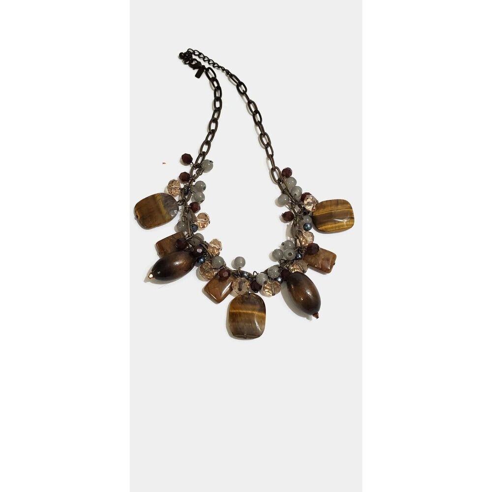 J. Jill Tiger's Eye Earth Tone Beads Necklace 19"l.